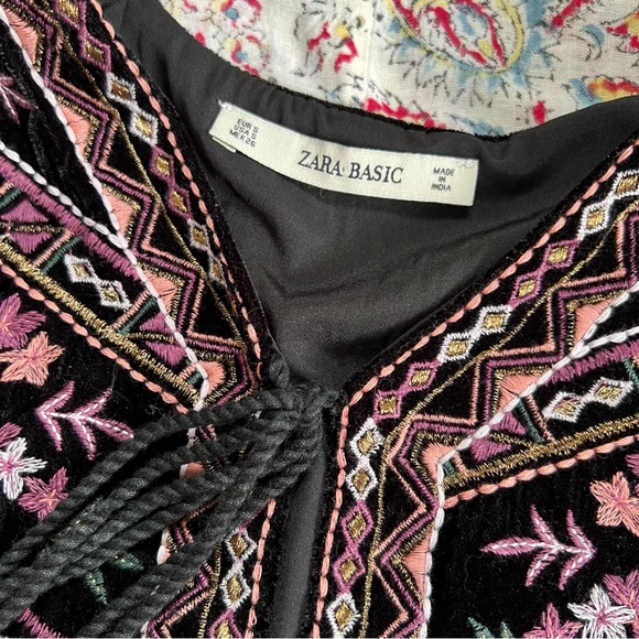 Zara boho glam velvet embroidered blouse - Picture 9 of 13